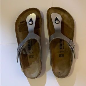 Size 38 Silver Gizeh Birkenstock